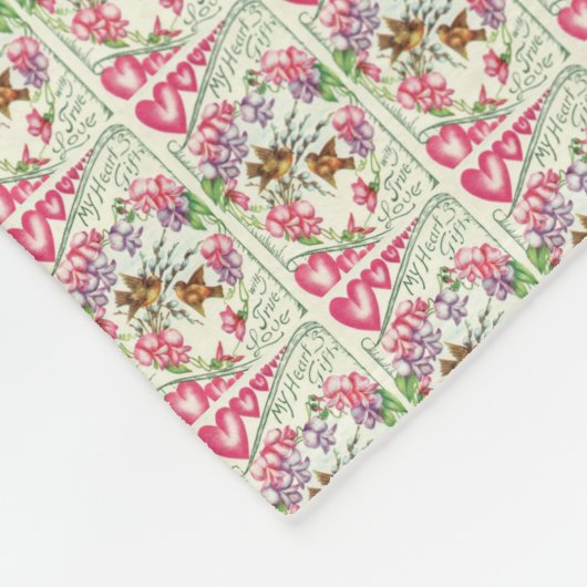 Love Birds Vintag Valentinstag Fleece Blanket (Ecke)