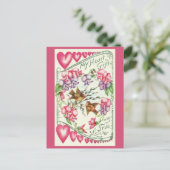 Love Birds Vintag Valentinstag Postkarte (Stehend Vorderseite)