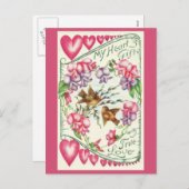 Love Birds Vintag Valentinstag Postkarte (Vorne/Hinten)
