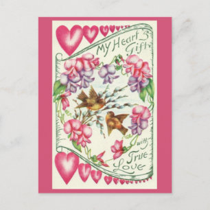 Love Birds Vintag Valentinstag Postkarte
