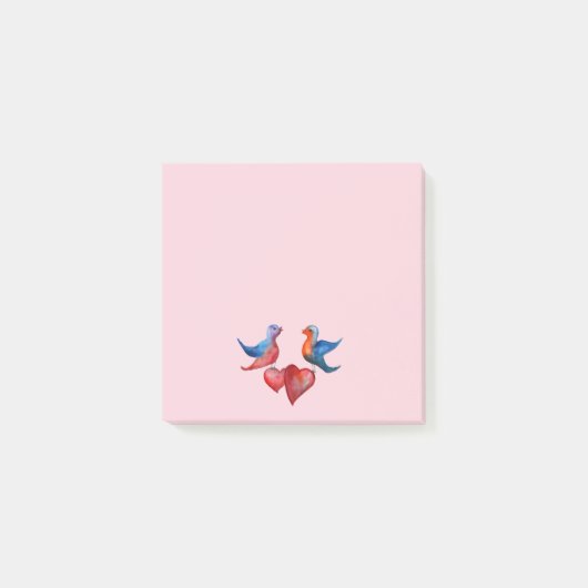 Love Birds Watercolor Art Post-it Notes Klebezettel (Vorderseite)