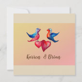 Love Birds Watercolor Einladung (Rückseite)