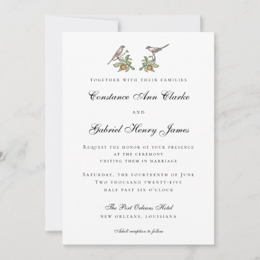 Love Birds Wedding Einladung (Vorderseite)