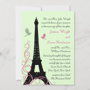 Love Birds Wedding Invitation (grün) Einladung