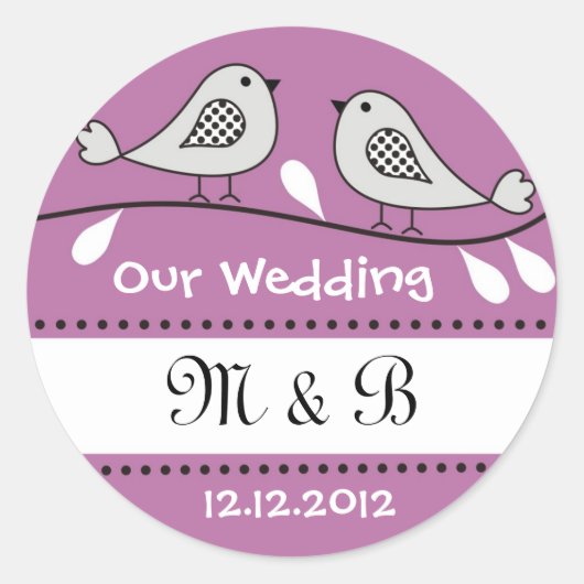 Love Birds Wedding Monogram Stickers (Vorderseite)
