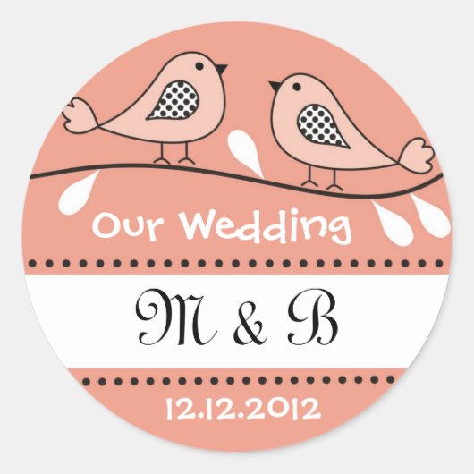 Love Birds Wedding Monogram Stickers (Vorderseite)