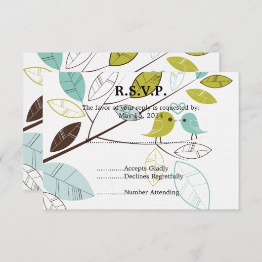 Love Birds Wedding RSVP (Vorne/Hinten)