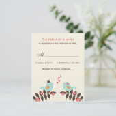Love Birds Wedding RSVP Card (Stehend Vorderseite)