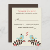 Love Birds Wedding RSVP Card (Vorne/Hinten)