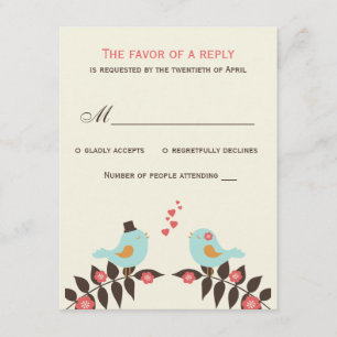 Love Birds Wedding RSVP Card Karte