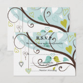 Love Birds Wedding RSVP Karte (Vorne/Hinten)
