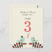 Love Birds Wedding Tischnummer Card (Vorne/Hinten)