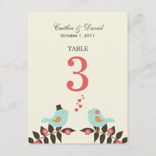 Love Birds Wedding Tischnummer Card