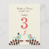 Love Birds Wedding Tischnummer Card (Vorderseite)