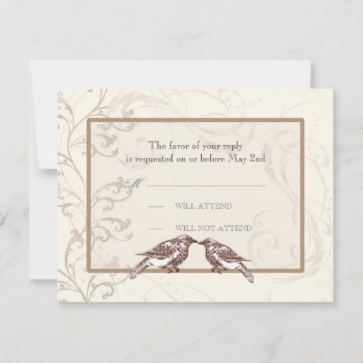Love Birds'n Lace - Wedding Response Card RSVP Karte (Vorderseite)