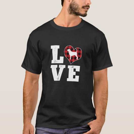 Love Bloodhound Dog Lover Gifts Buffalo Plaid Vale T-Shirt (Vorderseite)