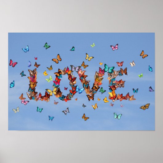 LOVE Blue Sky Butterflies | Inspirational Hope Art Poster (Vorne)