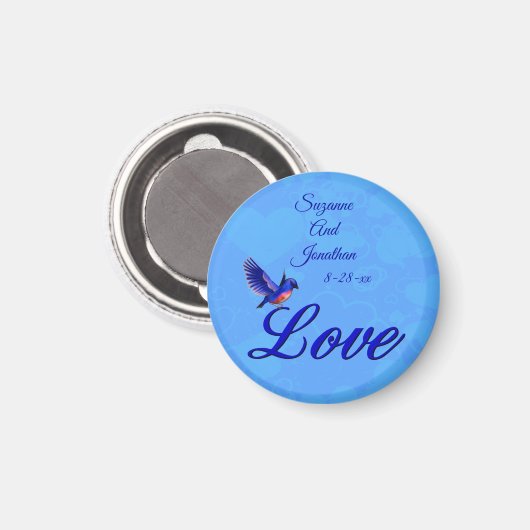 Love Bluebird Personalized Wedding Magnet (Vorderseite/Rückseite)