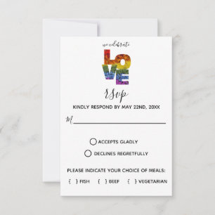 LOVE Blumen Hochzeitsantwortkarte für gleichgeschl RSVP Karte