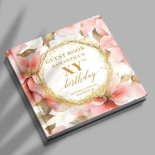 Love Blush Ivory Gold Floral Geburtstagskarte Gästebuch