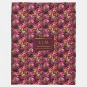 Love Blush Magenta Gold Floral Fleecedecke (Vorderseite)