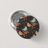 Love Boho Birds Blumenmuster Button (Vorne & Hinten)