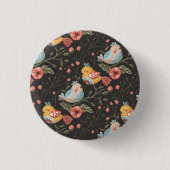 Love Boho Birds Blumenmuster Button (Vorderseite)