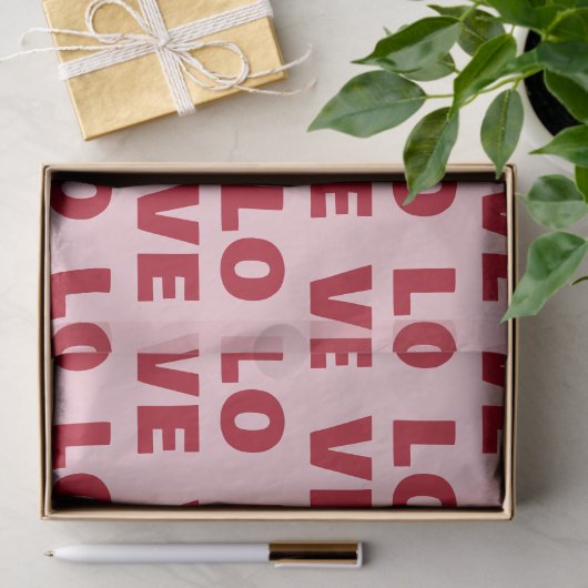 Love Bold Typography Pink & Red Gift Seidenpapier (Geschenk)