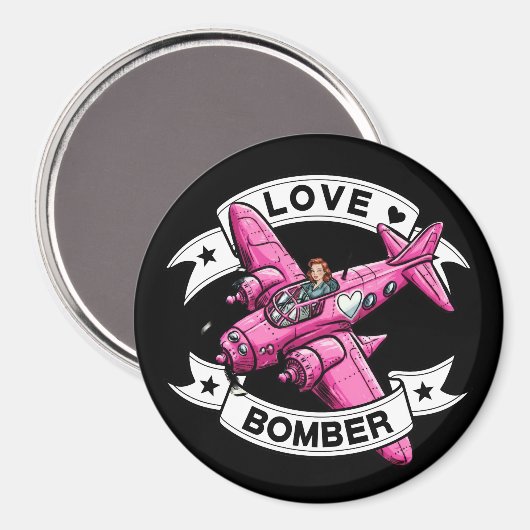 Love Bomber Pilot Pink Magnet (Vorderseite/Rückseite)