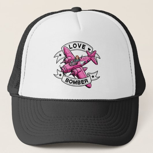 Love Bomber Pilot Pink Truckerkappe (Vorderseite)