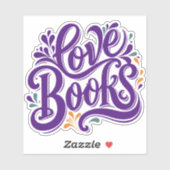 Love Books Kalligrafie Herzdesign Aufkleber (Blatt)