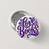 Love Books Kalligrafie Herzdesign Button (Vorne & Hinten)