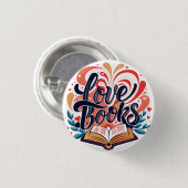 Love Books Kalligrafie Herzdesign Button (Vorne & Hinten)