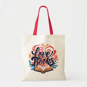 Love Books Kalligrafie Herzdesign Tragetasche