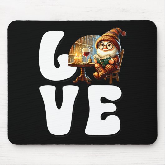 Love Books Teacher Gnome Graphic For Women And Win Mousepad (Vorne)