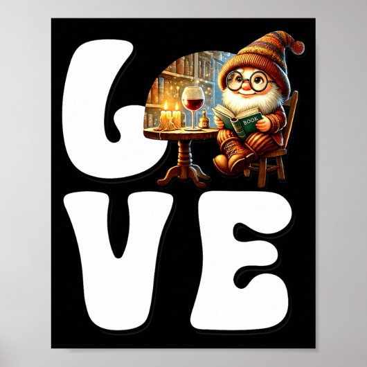 Love Books Teacher Gnome Graphic For Women And Win Poster (Vorne)