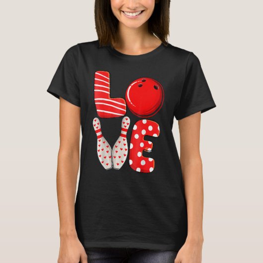 LOVE Bowling Ball & Pins Group Matching Valentine  T-Shirt (Vorderseite)