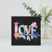 Love Buchstaben in Pastellfarben 3D Einladung (Stehend Vorderseite)