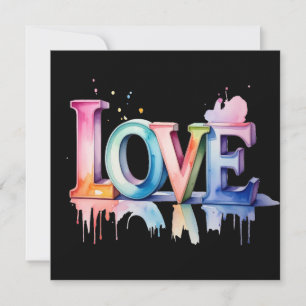 Love Buchstaben in Pastellfarben 3D Einladung