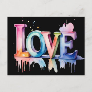 Love Buchstaben in Pastellfarben 3D Einladungspostkarte