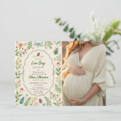 Love Bug Baby Shower Foto Einladung (Stehend Vorderseite)