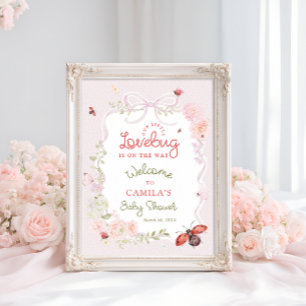 Love Bug Blush Rosa Florales Baby Shower Willkomme Poster