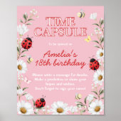Love Bug Daisy Birthday Party Time Capsule Sign Poster (Vorne)
