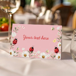 Love Bug Daisy Floral Birthday Party Food Tent Platzkarte