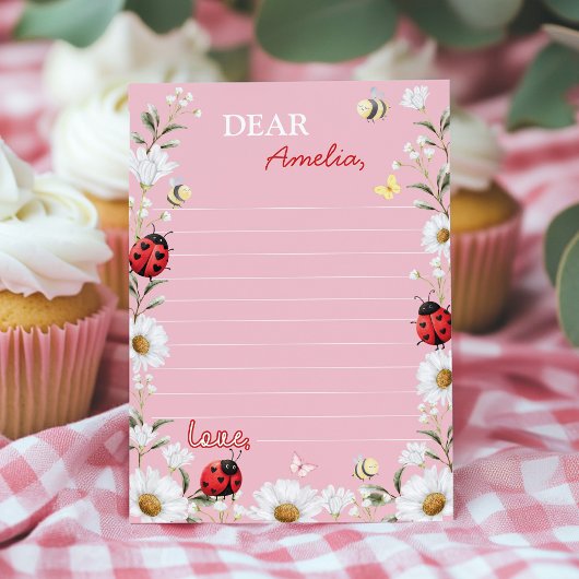 Love Bug Daisy Time Capsule Note Message Card Dankeskarte
