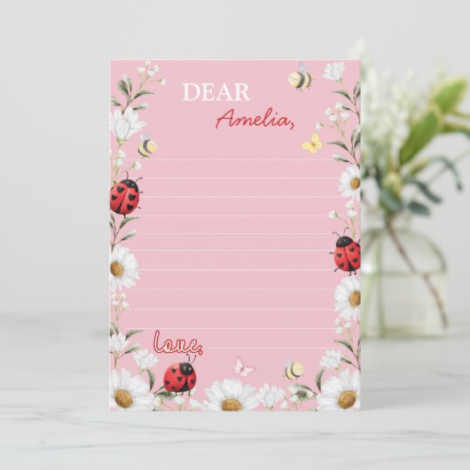 Love Bug Daisy Time Capsule Note Message Card Dankeskarte (Stehend Vorderseite)