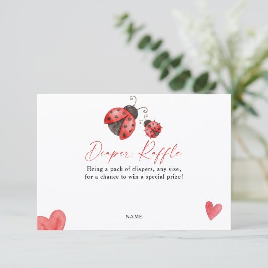Love Bug Diaper Raffle  Begleitkarte (Stehend Vorderseite)