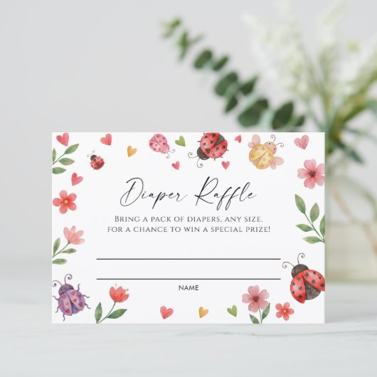 Love Bug Diaper Raffle Ticket   Begleitkarte (Stehend Vorderseite)