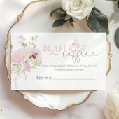 Love Bug Diaper raffle ticket Pink Bow Begleitkarte