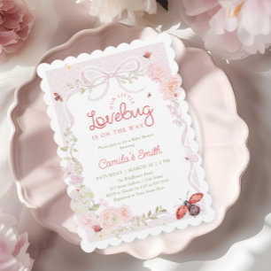 Love Bug Floral Bogen Mädchen Baby Shower Einladun Einladung